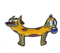 Брошь брошка значок двойной пин кот пес котопес мультфильм металл эмаль