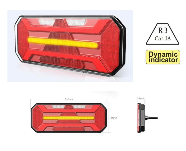 LED-ліхтар задній Allpin 12-24 В, IP67 з динамічним поворотом