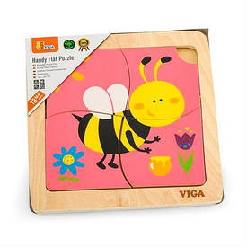 Дерев'яний мініпазл Viga Toys Бджілка, 4 деталі (50138)