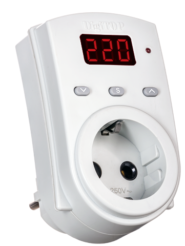 Реле напруги Vp-16AS з заземленням установка в розетку, фото 1