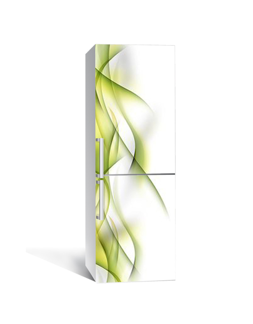 Вінілова 3Д наклейка на холодильник Зелені Лінії ПВХ плівка самоклеюча Абстракція 600*1800 мм