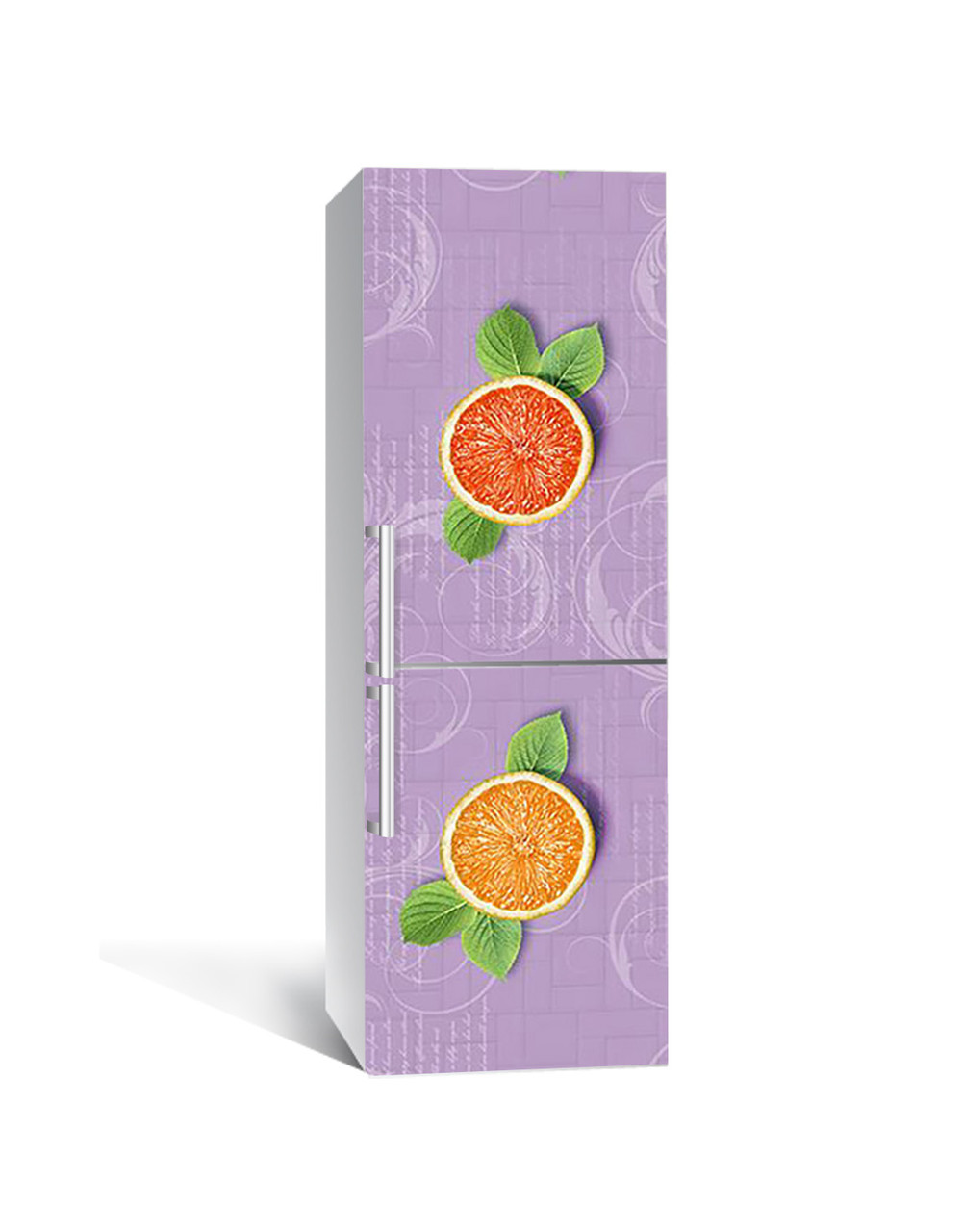 Вінілова 3Д наклейка на холодильник Апельсин ПВХ плівка самоклеюча цитруси Фрукти Фіолетовий 600*1800 мм, фото 1