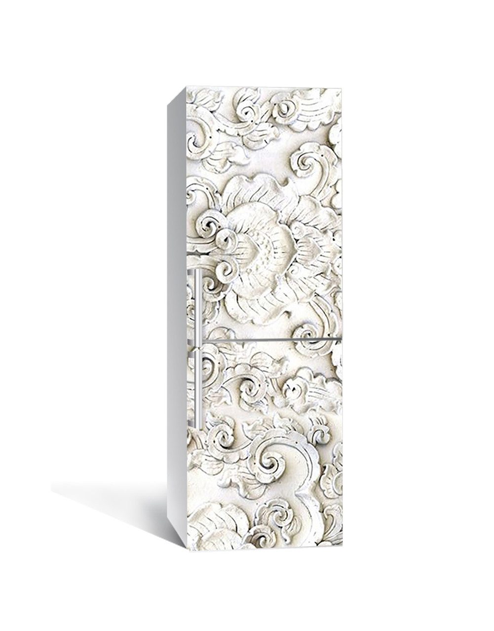 Вінілова 3Д наклейка на холодильник 3Д Ліпнина ПВХ плівка самоклеюча візерунки орнамент Текстури Сірий