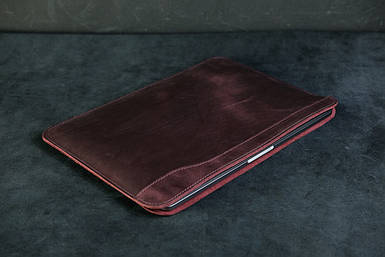 Чохол для MacBook Дизайн №26 з натуральної шкіри колір Бордо