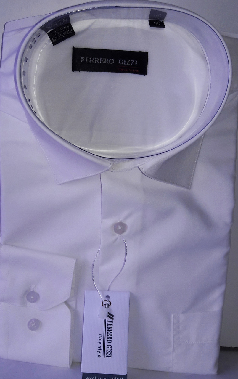 Сорочка чоловіча Ferrero Gizzi vd-0035 молочна однотонна класична з довгим рукавом 40