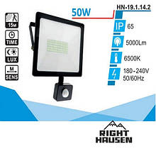 Прожектор RIGHT HAUSEN SOFT LINE led 50 W 6500 K IP65 ЧОРНІЙ з датчиком ручу HN-191142N