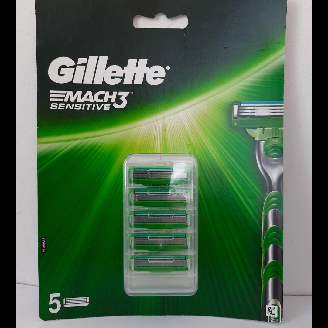 Касети чоловічі для гоління Gillette Mach3 Sensitive 5 шт. (Леза катриджи Жиллетт Мак 3 сенсетів Оригінал)