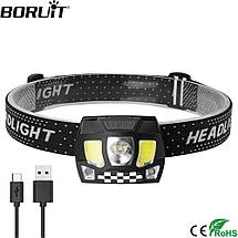 Налобний ліхтар BORUIT XPG+COB EBM0020 1200mAh+IR Sensor, фото 3