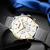 Стильний чоловічий наручний годинник оригінальний Curren 8340 Silver-Gold, фото 4
