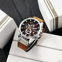 Часы наручные мужские хорошего качества оригинал Curren 8346 Brown-Silver-Black