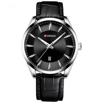 Стильний чоловічий наручний годинник оригінальний Curren 8365 Silver-Black