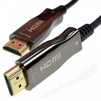 Шнур Optical HDMI, gold, 10м, чёрный