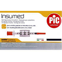 Шприци інсулінові стерильні INSUMED 0,3 мл з голкою 30G x 8 (0,30 х 8 мм), 30 шт/уп.