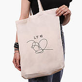 Еко сумка БТС (BTS) бежева з широким дном канвас