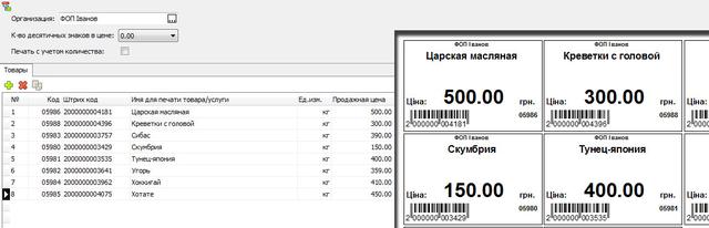 Формування та друк етикеток (цінників) на товар у програмі UniproRetail