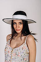 Соломенная женская широкополая шляпа белого цвета без верха