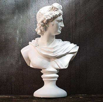 Гіпсовий бюст-скульптура Апполон (білий), 31 см
