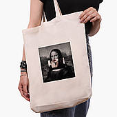 Еко сумка Ренесанс Мона Ліза "Джоконда» (Mona Lisa La Gioconda) бежева з широким дном канвас