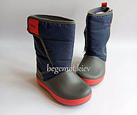 Детские зимние сапоги Crocs Kids LodgePoint Snow Boot Синий с красным липучка