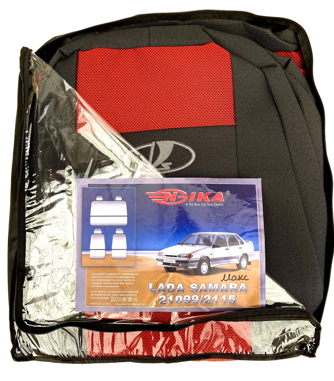 Чохли для сидінь на Лада Самара Lada Samara 21099 / 2115 MAX червоний Nika модельний комплект, фото 1