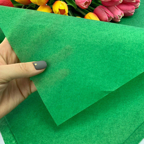 Папір тишью 75х50 см (5 аркушів), колір зелений