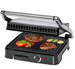 Гриль контактний електричний притискної Clatronic з нержавіючої сталі чорний KG 3487