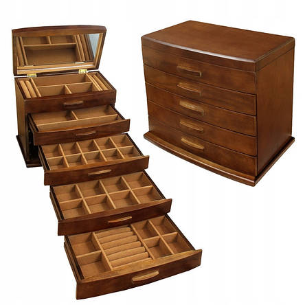 Дерев'яна скринька-органайзер Wooden Collection для прикрас, 5 рівнів, фото 1