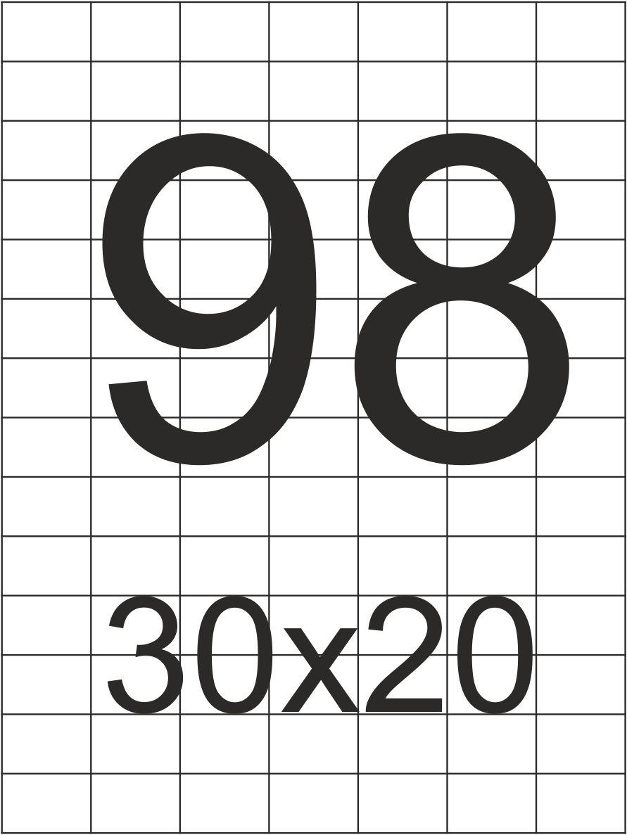 Самоклеющаяся папір формату А4 Етикеток на аркуші А4-98 шт 30х20 мм