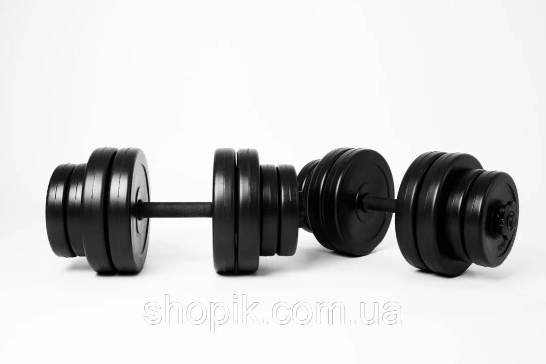 Розбірні гантелі 2 по 15 кг (Набірні, покриття пластиком, бітумні, гантелі для дому) SHOPIK, фото 1