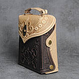 Міський жіночий шкіряний рюкзак, маленький коричнево-бежевий рюкзак, ручна робота, фото 2