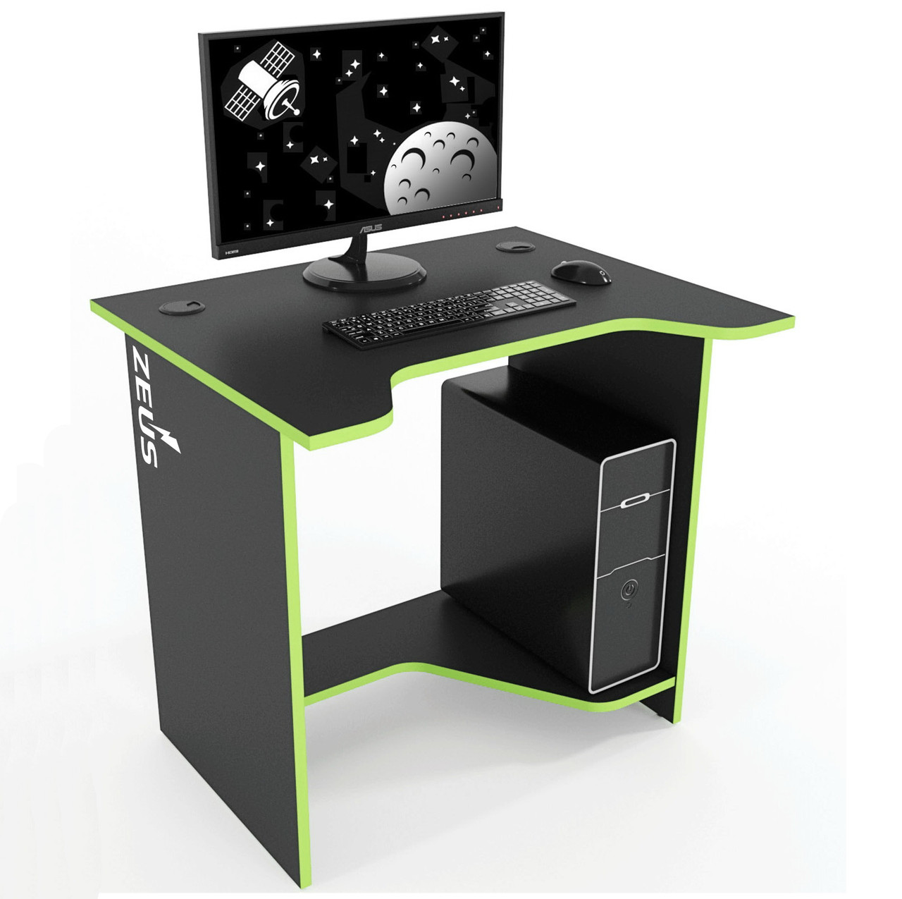 Геймерський стіл "Sputnik" 80х65х75 см. Чорний/Лайм, фото 1
