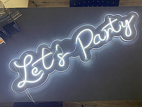 Неоновий напис "Lets Party" на акриловій підоснові для вечірки  Manific Decor