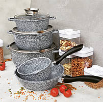 Набір кухонного посуду 10 предметів Edenberg EB-8012 Набір каструль казанів із гранітним антипригарним покриттям