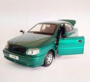 Машинка Ланос металева Автопром 7778 Daewoo Lanos Зелений, Світло,Звук, Відкриваються капот, багажник, двері., фото 2