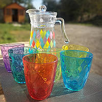 Набор для напитков с разноцветными стаканами Luminarc Rainbow Neo+Kone 7 предметов (P7341)