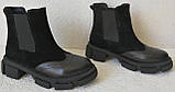 Челсі жіночі чорні на товстій підошві черевики шкіра замш бренд Mante зима на гумках, фото 9