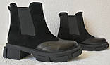 Челсі жіночі чорні на товстій підошві черевики шкіра замш бренд Mante зима на гумках, фото 4