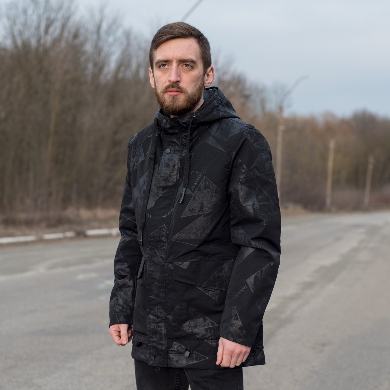 Чоловіча демісезонна куртка OFF-White, чорного кольору - фото 1 - id-p1255809591