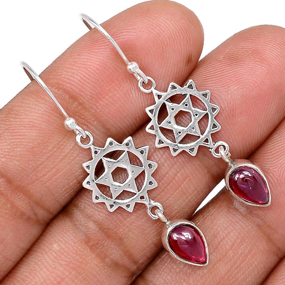 Срібні сережки з гранатом, 546СРГ