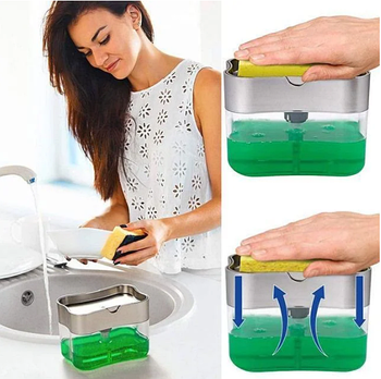 Диспенсер дозатор для миючого засобу з губкою для кухні Sponge Caddy