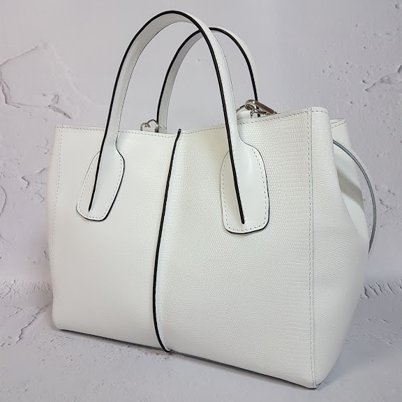 Сумка жіноча "ФОРТА" натуральна шкіра, біла матова тиснення під рептилію, фото 1