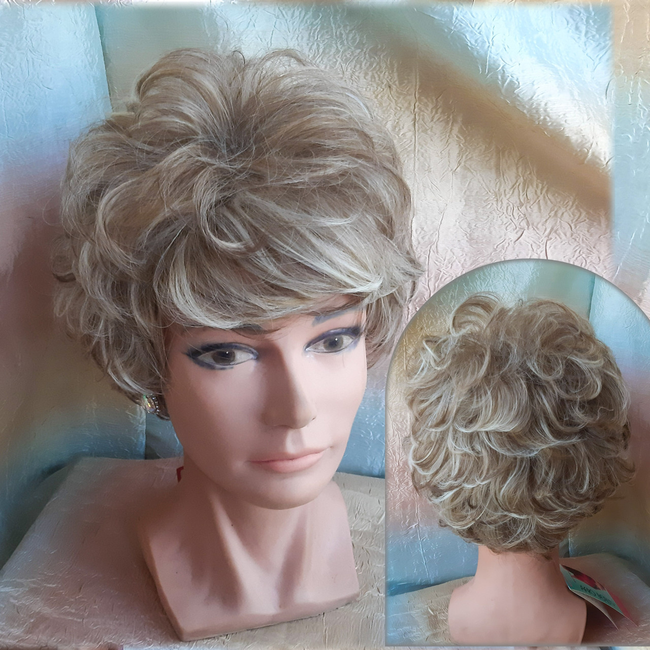 Перука кучерява пишна з термоволосся "П'ЄХА" платіново-русявий омбре FLORA Dr- 201, фото 1