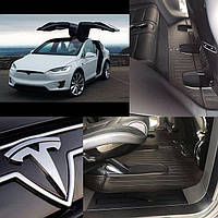 Резиновые коврики в салон Тесла Модель Х 2015- Tesla Model X (7 мест) 2015- комплект из 6 шт Stingray