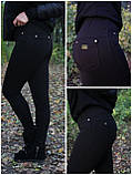 Лосини трикотажні чорні жіночі утеплені на флісі 8167, фото 3