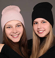 Демисезонная тонкая шапка в рубчик женская, подростковая, для девочки. Много расцветок