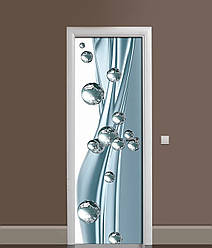 3Д наклейка на двері Блискучі кулі самоклеюча вінілова плівка ПВХ сфери Абстракція Блакитний 60*180 см