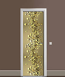 3Д наклейка на двері Золото 3Д ПВХ самоклеюча вінілова плівка куби абстракція Текстура Жовтий 60*180 см