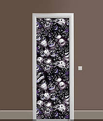 3Д наклейка на двері Бульбашки ПВХ самоклеюча вінілова плівка сфери вода Текстура Чорний 60*180 см