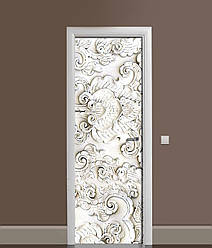 3Д наклейка на двері 3Д Ліпнина ПВХ самоклеюча вінілова плівка візерунки орнамент Текстура Сірий 60*180 см