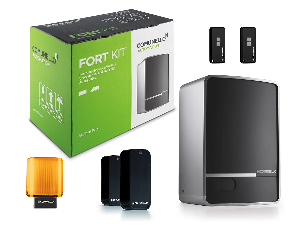 Comunello Fort 424 — автоматика для відкатних воріт (вага стулки до 400 кг.) Фотоелементи + лампа, Без зубчастої рейки, 2 шт.